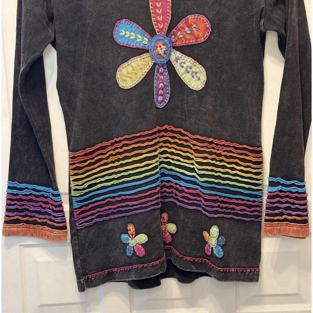 Indie Boutique Boho Hippie Rainbow Tunic Top One Size Nepal 100% Cotton - Picture 7 of 11